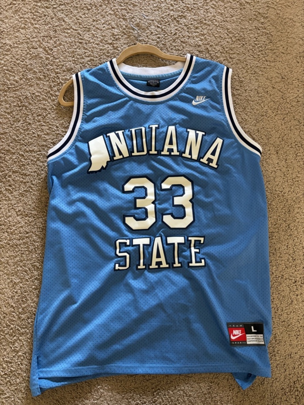 Nike Sky Blue Indiana State #33 Basketball Jersey